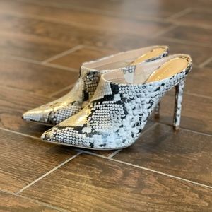 NWOT- Express Mule Bootie Snake Print- Size 8